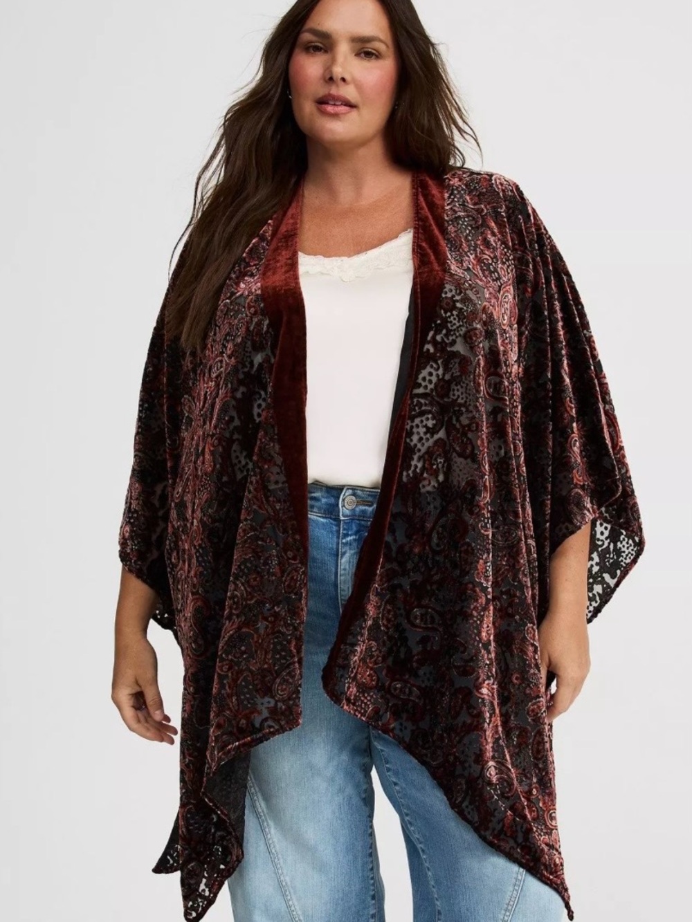 Torrid Burnout Velvet Floral Ruana Wrap